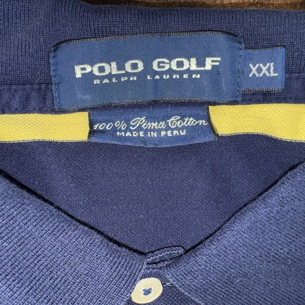 Vintage 90s Polo Golf Polo Shirt Size 2XL Striped Ralph Lauren Yellow Blue